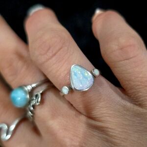 Fire opal ring size 5 925 sterling silver